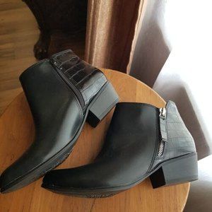 ESPRIT Tonya Ankle Booties Boots Faux Croc Side Zip Western